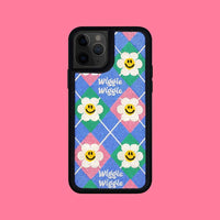 【限時優惠】Wiggle Wiggle iPhone Case 刺繡款 粉藍菱形花